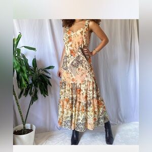 American Vintage Floral Maxi Dress in Orange and Cream